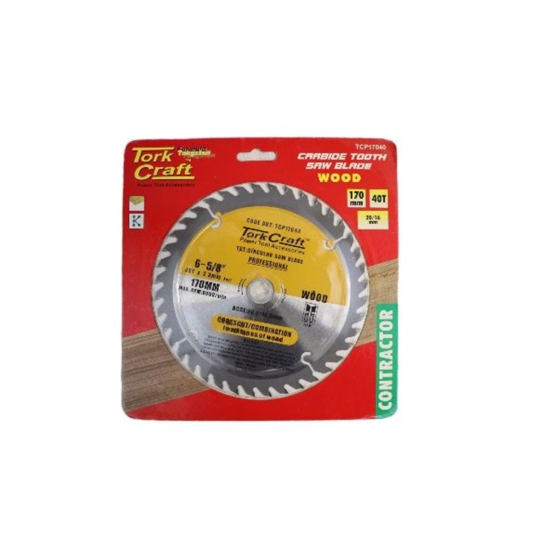 TORK CRAFT BLADE CONTRACTOR CIRCULAR SAW TUNGSTEN CARBIDE TIPS 170X40T 20/16 TCP17040