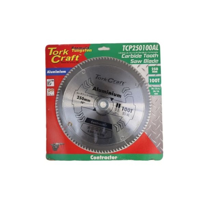 TORK CRAFT BLADE CONTRACTOR CIRCULAR SAW TUNGSTEN CARBIDE TIPS ALUMINIUM 250X100T 30/1/20/16 TCP250100AL