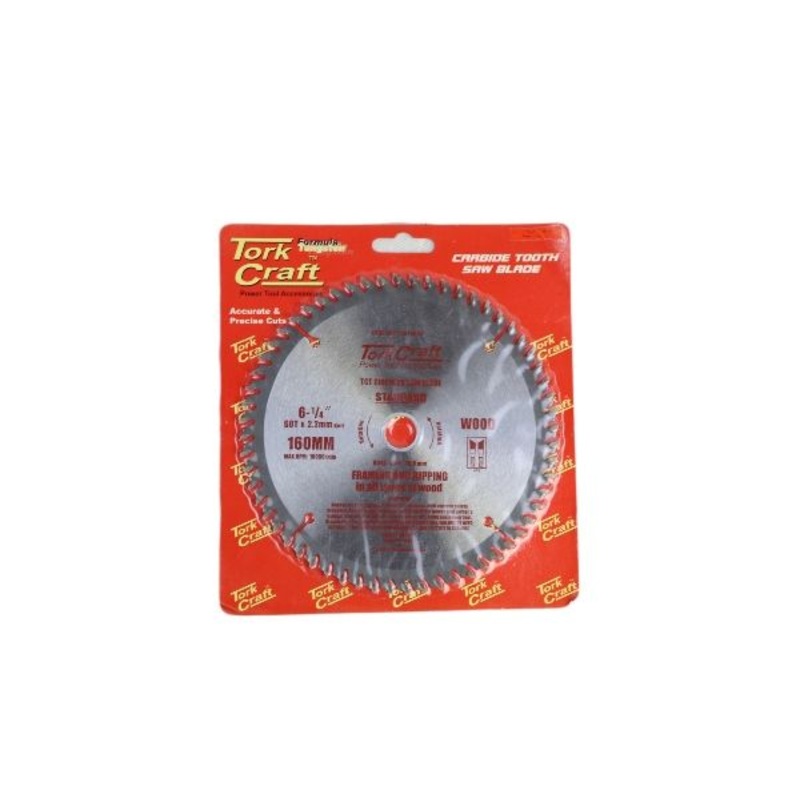 TORK CRAFT BLADE TUNGSTEN CARBIDE TIPS 160X60T 20/16 GENERAL PURPOSE CROSS CUT-TCD16060 TC