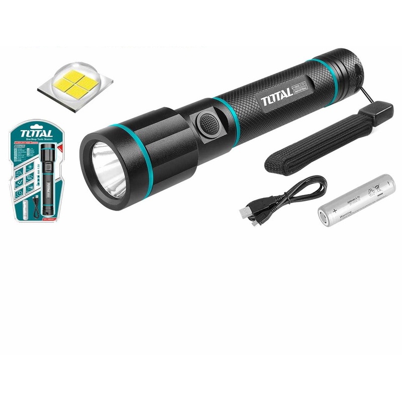 TOTAL FLASHLIGHT TORCH RECHARGABLE 18650 LI-ION BATTERY TCFL1865051