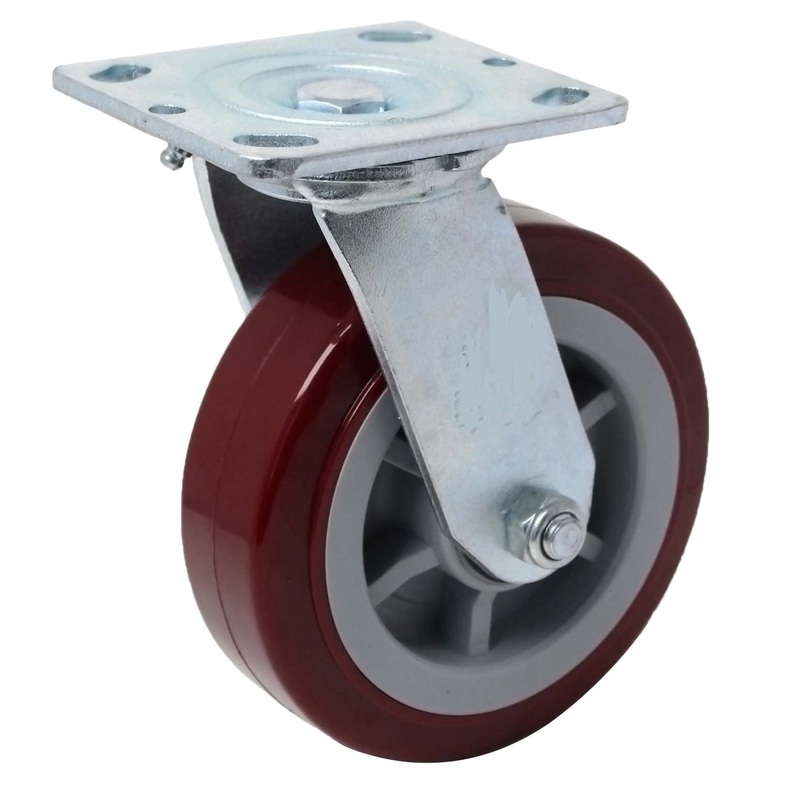 WHEEL CASTER SWIVEL MAROON 6X2
