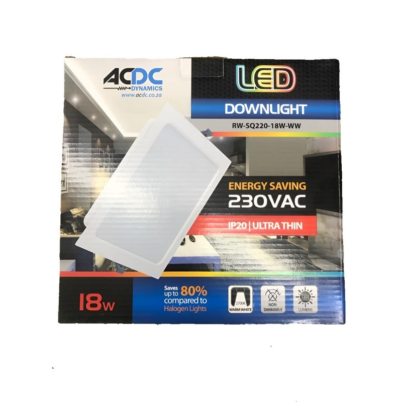 ACDC LED DOWN LIGHT SQUARE 18W 85-265V 220X220MM 3000K RW-SQ220-18W-WW