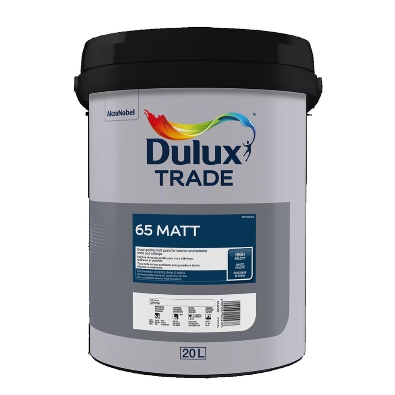 Dulux Trade 65 Matt White – 20L -5147602