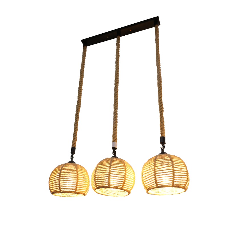OUBO PENDANT LAMP IRON + HEMP ROPE HC-6505-4