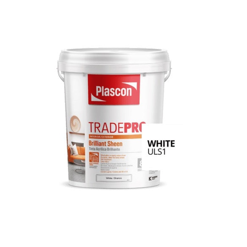 PLASCON BRILLIANT SHEEN TRADEPRO WHITE 20L ULS1