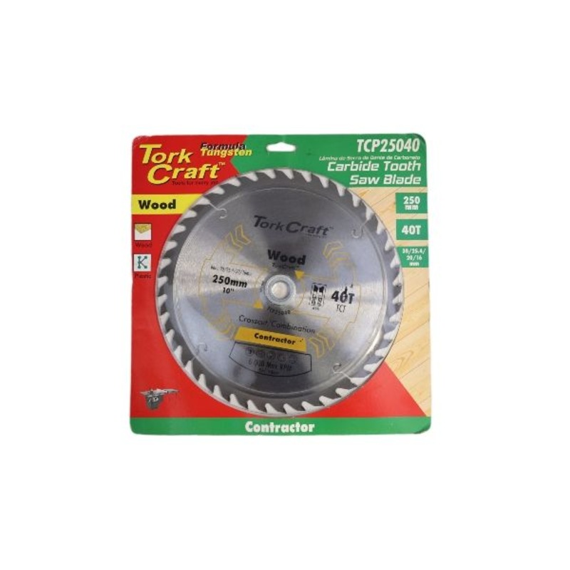 TORK CRAFT BLADE CONTRACTOR CIRCULAR SAW TUNGSTEN 250X40T 30/1/20/16 TCP25040