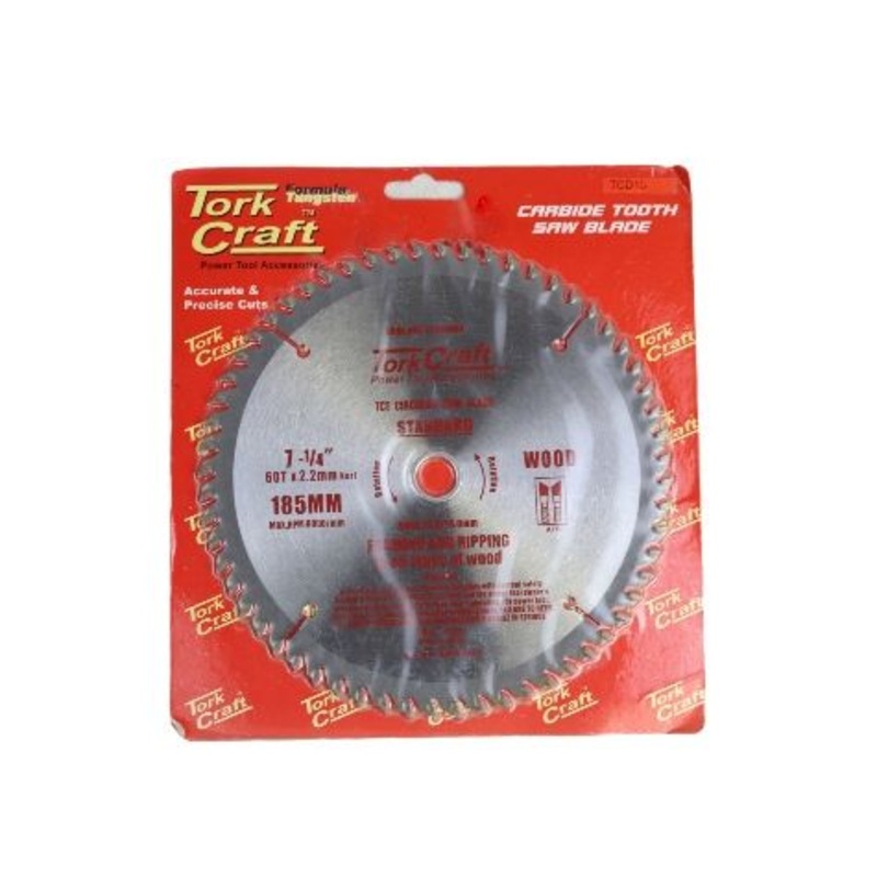 TORK CRAFT BLADE TUNGSTEN CARBIDE TIPS 185X60T 20/16 GENERAL PURPOSE CROSS CUT-TCD18560 TC