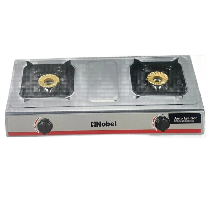 NOBEL GAS STOVE 2 BURNER BRASS STAINLESS STEEL  5.6KW NGT2004
