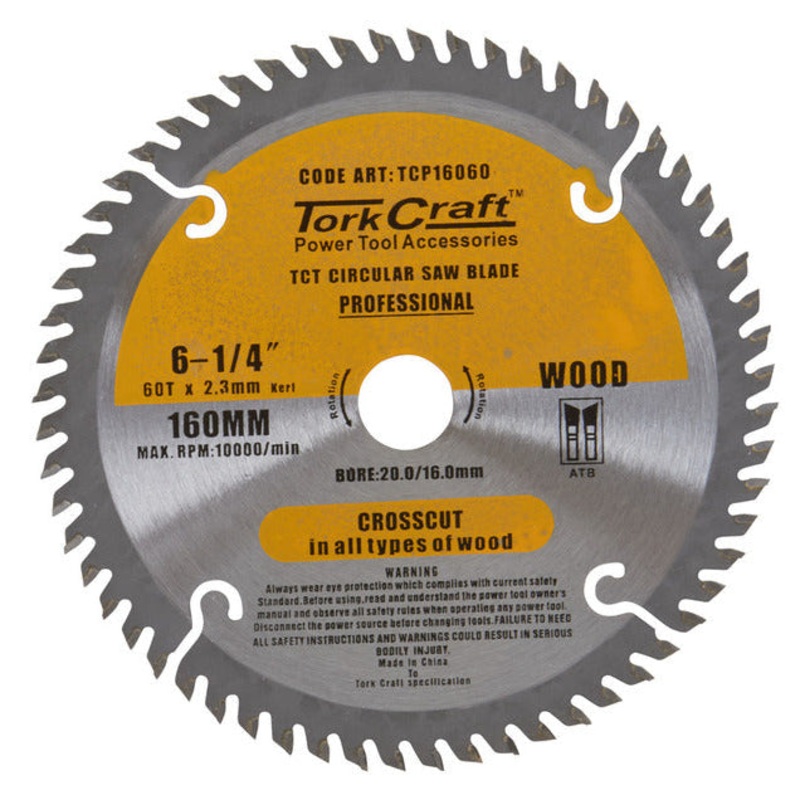TORK CRAFT BLADE CONTRACTOR CIRCULAR SAW TUNGSTEN CARBIDE TIPS 160X60T 20/16 TCP16060