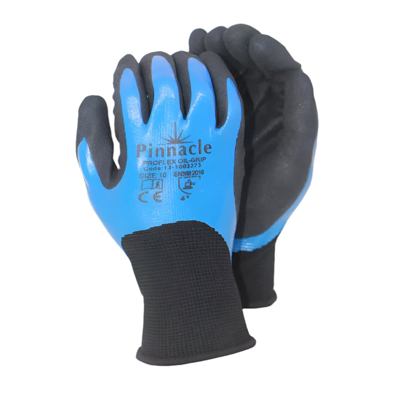 PINNACLE GLOVES PROFLEX OILGRIP BLACK & BLUE TEC00765