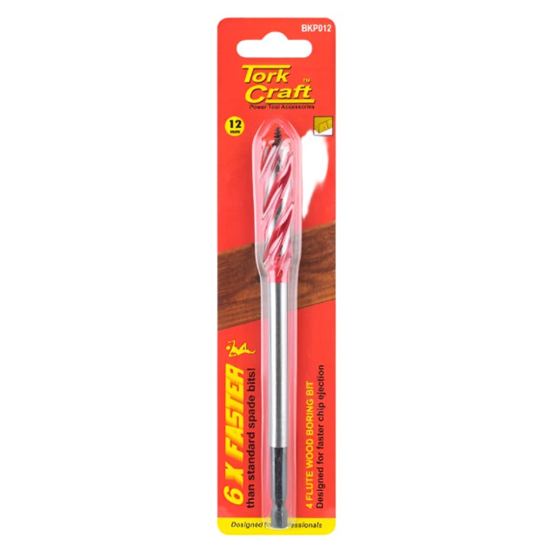 TORKCRAFT 4 FLUTE WOOD BORING BIT 12MM BKP012