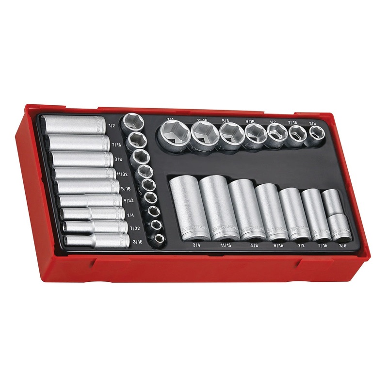Teng Tools TTAF32 1/4 & 3/8 Drive Imperial Socket Set