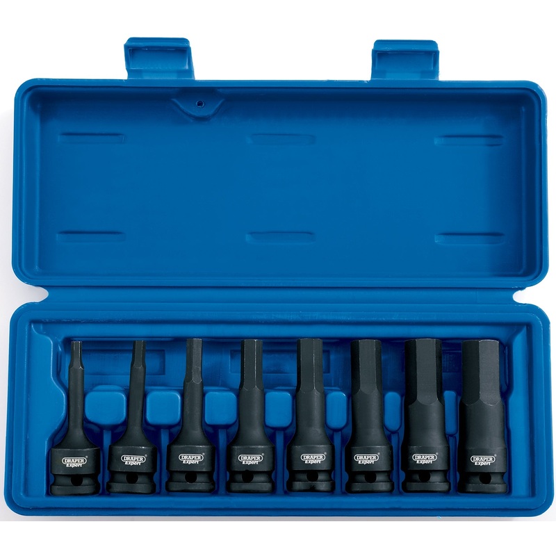 Draper 26439 1/2 Sq. Dr. Impact Hexagonal Socket Bit Set (8 Piece)