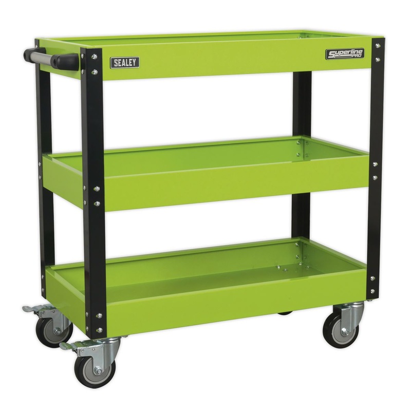 Sealey CX110HV Workshop Trolley 3-Level Heavy-Duty – Hi-Vis Green