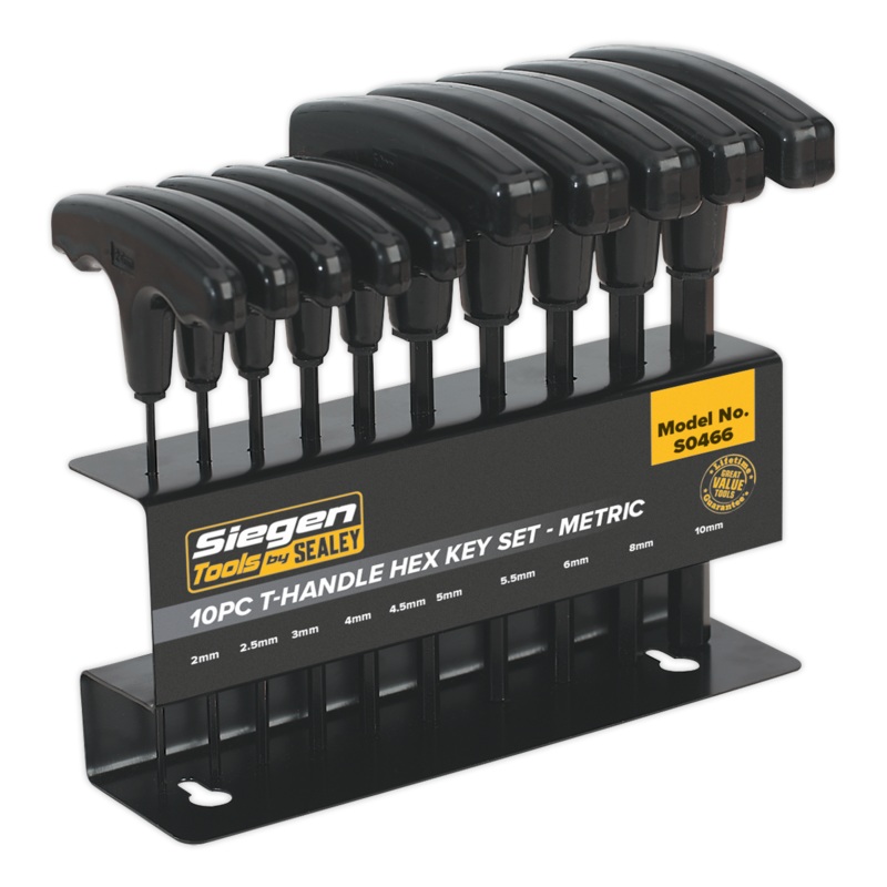 Sealey S0466 Hex Key Set 10pc T-Handle – Metric