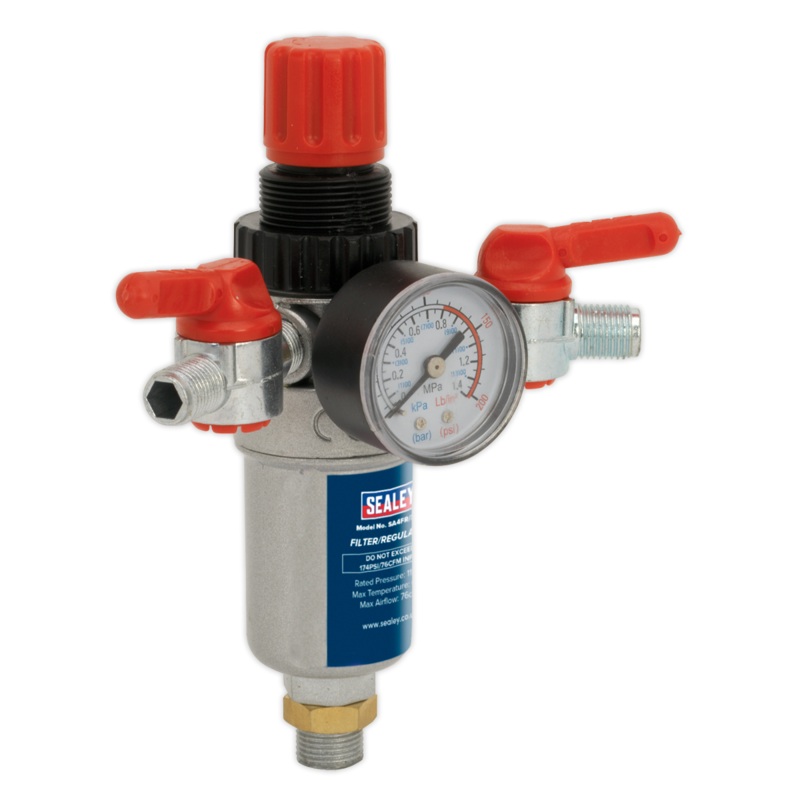 Sealey SA4FR/38 Air Filter/Regulator 3/8BSP Male – 1/4BSP Male