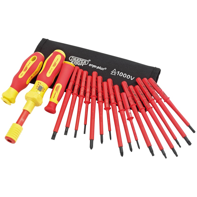Draper 81762 Ergo Plus Interchangeable VDE Torque Screwdriver Set (19 Piece)