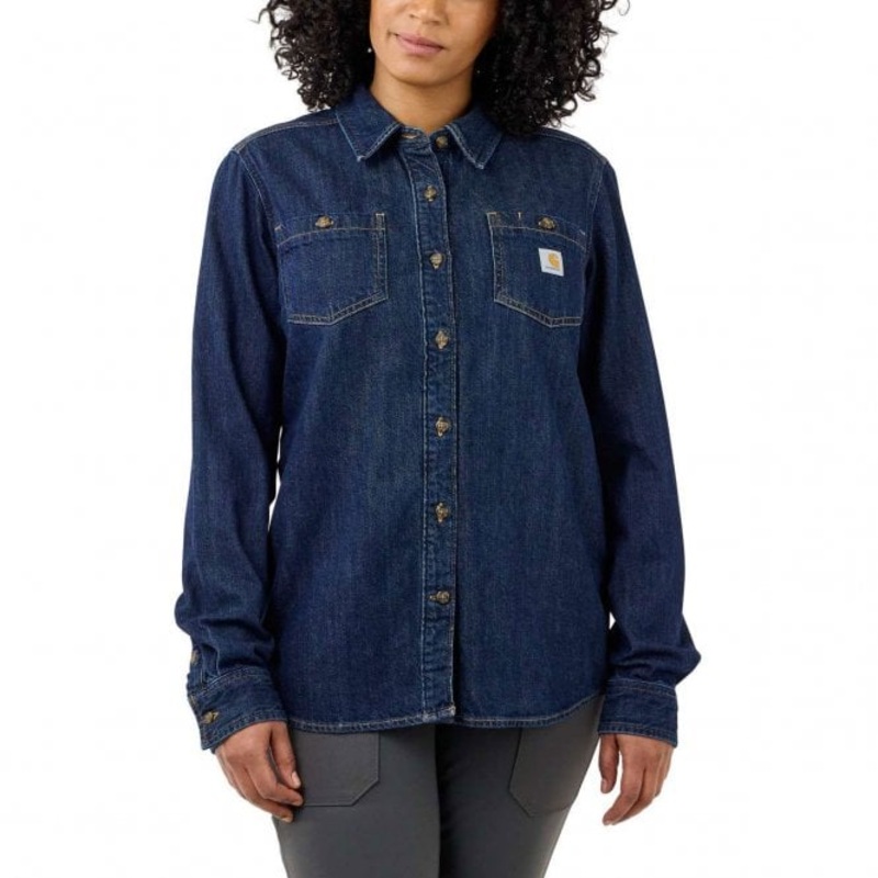 Carhartt 105492 Women’s Relaxed Fit Midweight Denim Overshirt, Zion