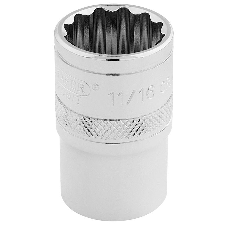 Draper 33644 11/16 AF 12 Point Socket 1/2 Square Drive