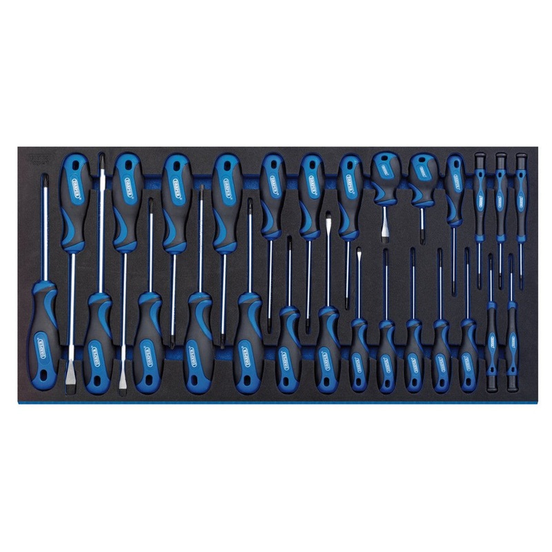 Draper 63406 Soft Grip Screwdriver Set in Full Drawer EVA Insert Tray (27 Piece)