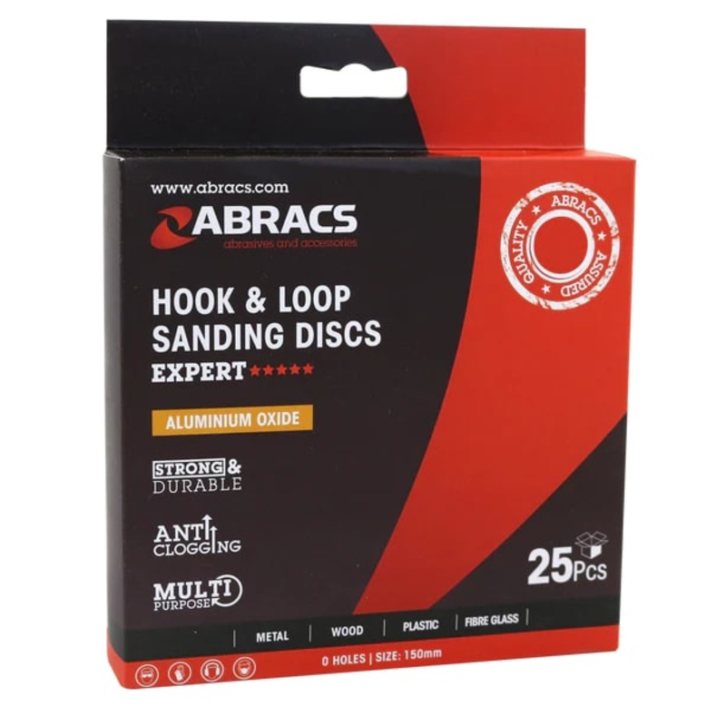 Abracs Hook & Loop Disc, 150mm x 80G – 6 Holes – Pack of 25