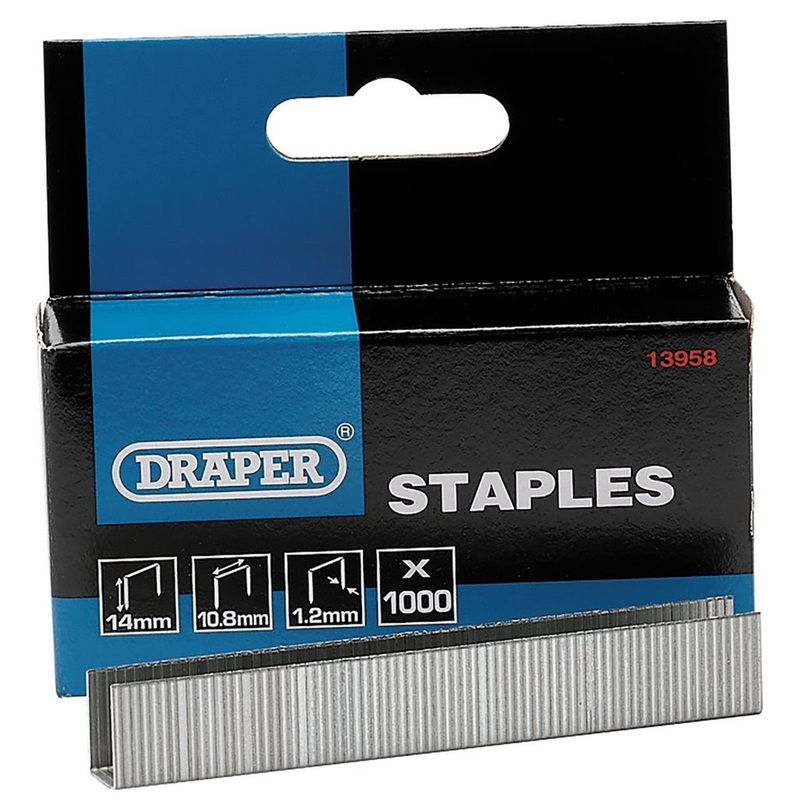 Draper 13958 Heavy Duty Staples, 14mm (Pack of 1000)