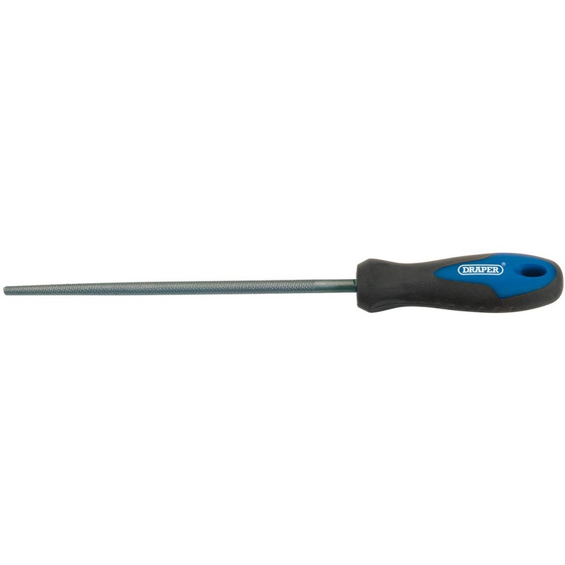 Draper 44955 Soft Grip Engineer’s Round File and Handle, 200mm