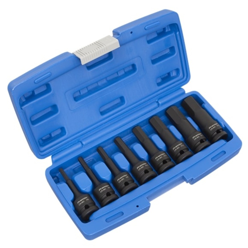 Sealey AK5601 8pc 1/2Sq Drive Hex Impact Socket Bit Set