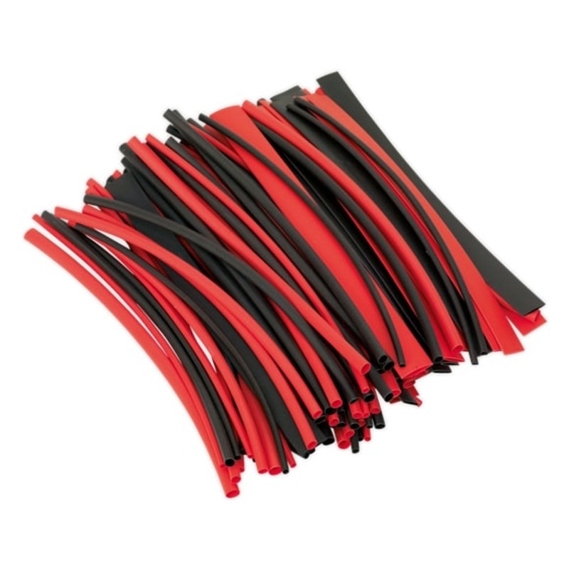 Sealey HST200BR 100pc 200mm Heat Shrink Tubing – Black & Red
