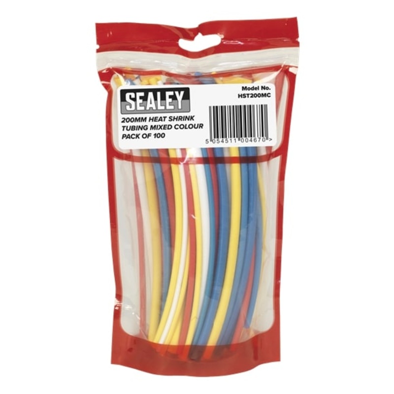 Sealey HST200MC 100pc 200mm Heat Shrink Tubing – Mixed Colours