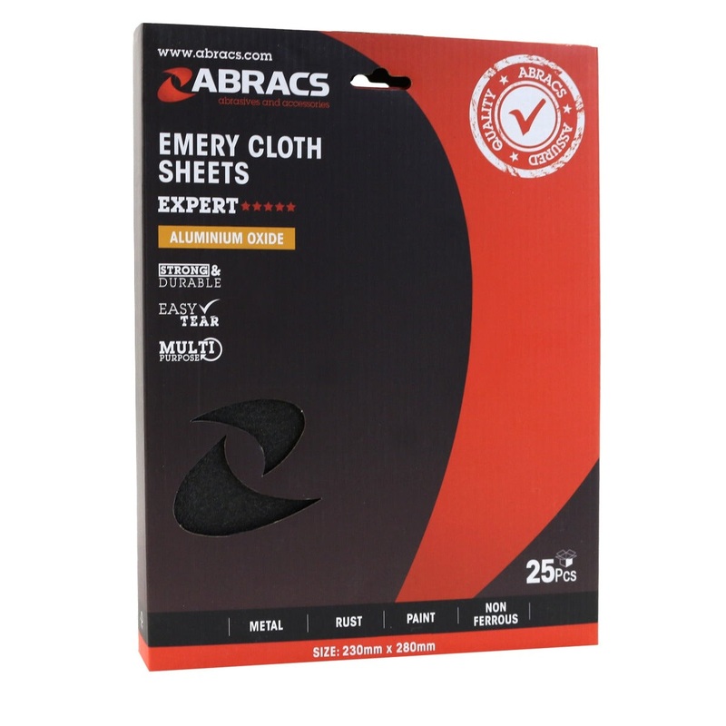 Abracs Emery Sheet, 40 Grit – Pack of 25