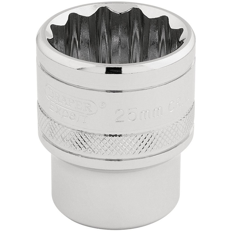 Draper 33418 HI-TORQ 12 Point Socket, 1/2 Sq. Dr., 25mm