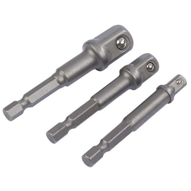 Draper 00005 Socket Adaptor Set, 1/4 Hex. x 1/4, 3/8 & 1/2 Sq. Dr. (3 Piece)