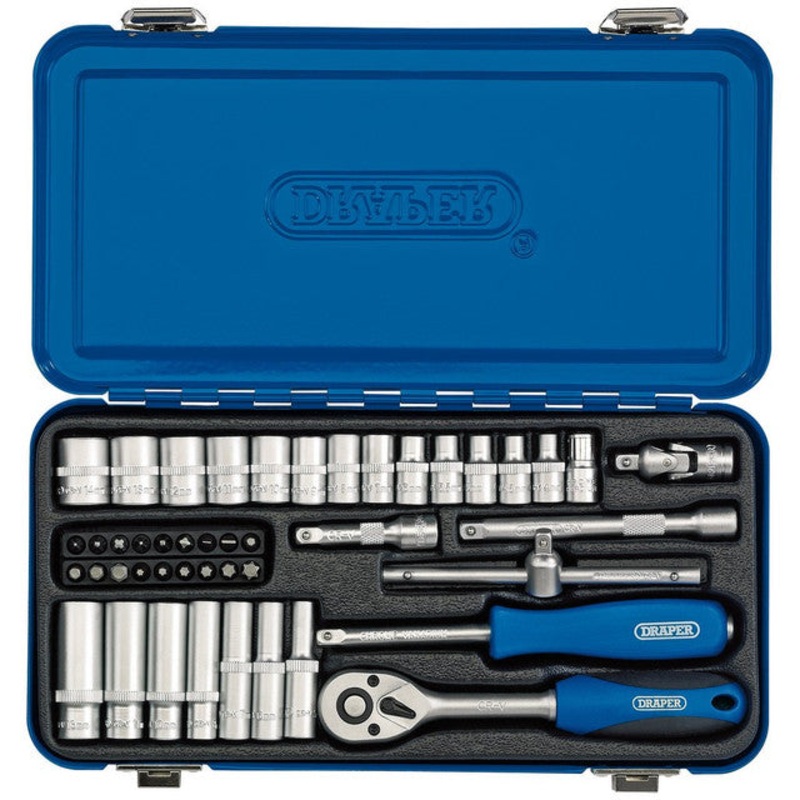 Draper 16365 Metric Socket Set in Metal Case, 1/4 Sq. Dr. (45 Piece)