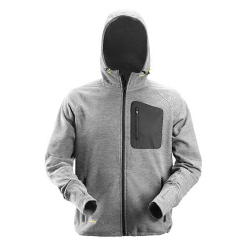 Snickers 8041 FlexiWork Fleece Hoodie, Grey/Black