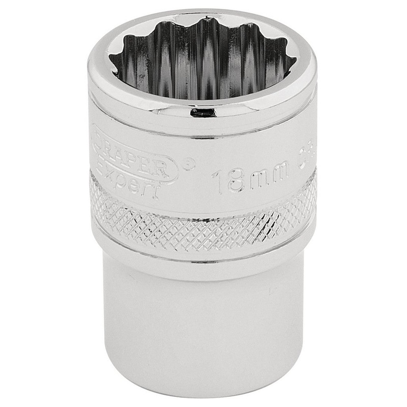 Draper 33202 HI-TORQ 12 Point Socket, 1/2 Sq. Dr., 18mm