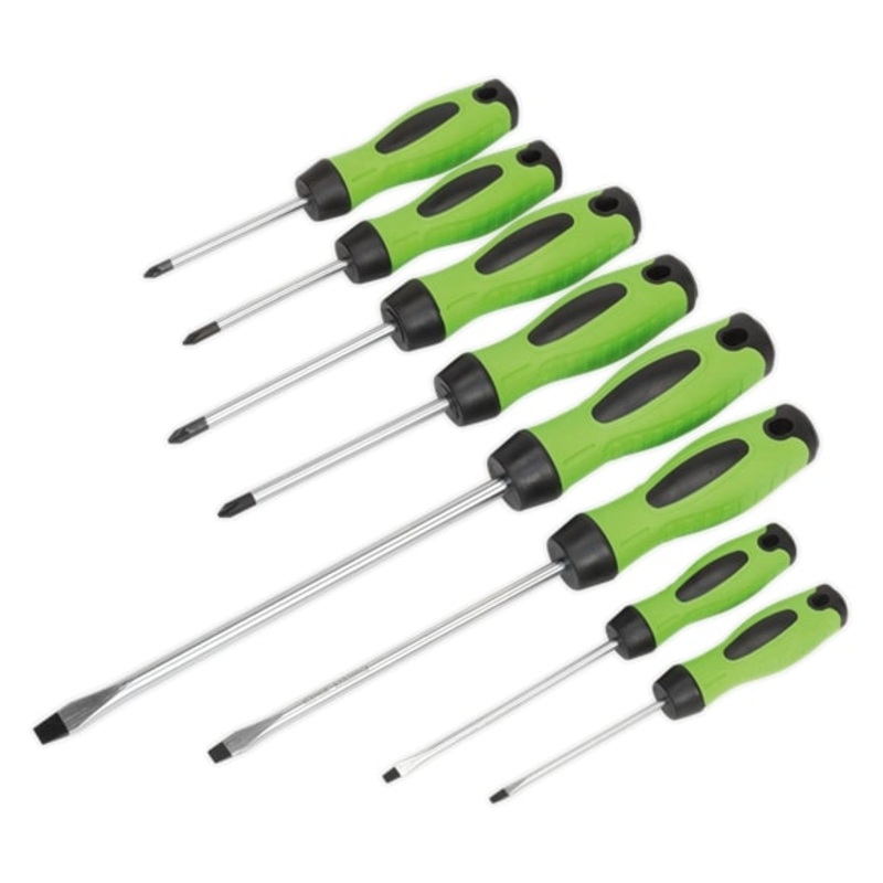 Sealey HV001 8pc Screwdriver Set – Hi-Vis Green