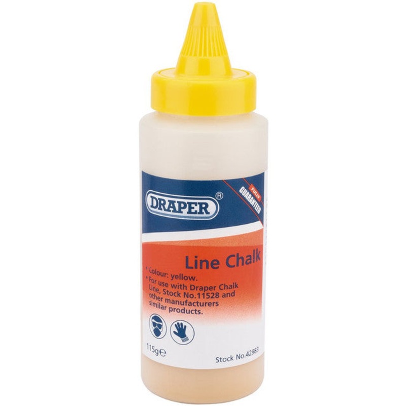Draper 42983 Plastic Bottle of Yellow Chalk for Chalk Line, 115g