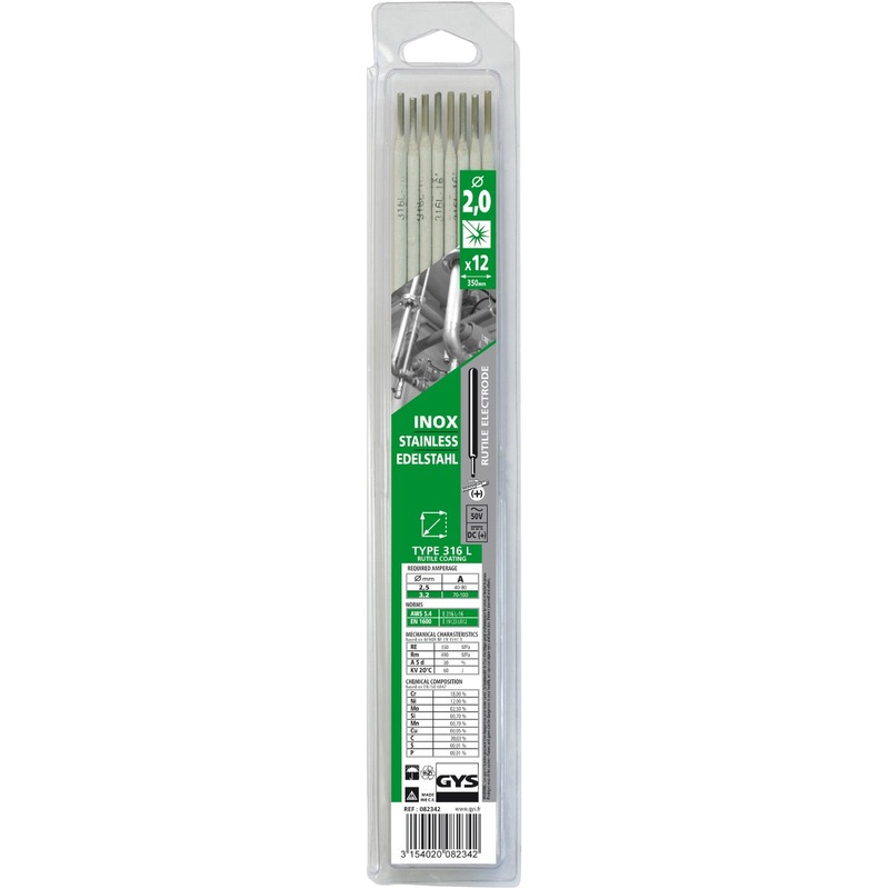 GYS 082359 12 Stainless Steel Electrodes – 316L – 2.0