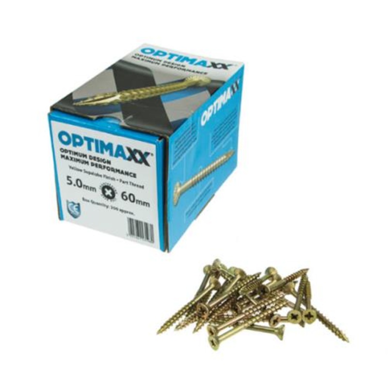 Optimaxx C288-530 Premium Quality Wood Screws 5.0 x 60 – Box of 200