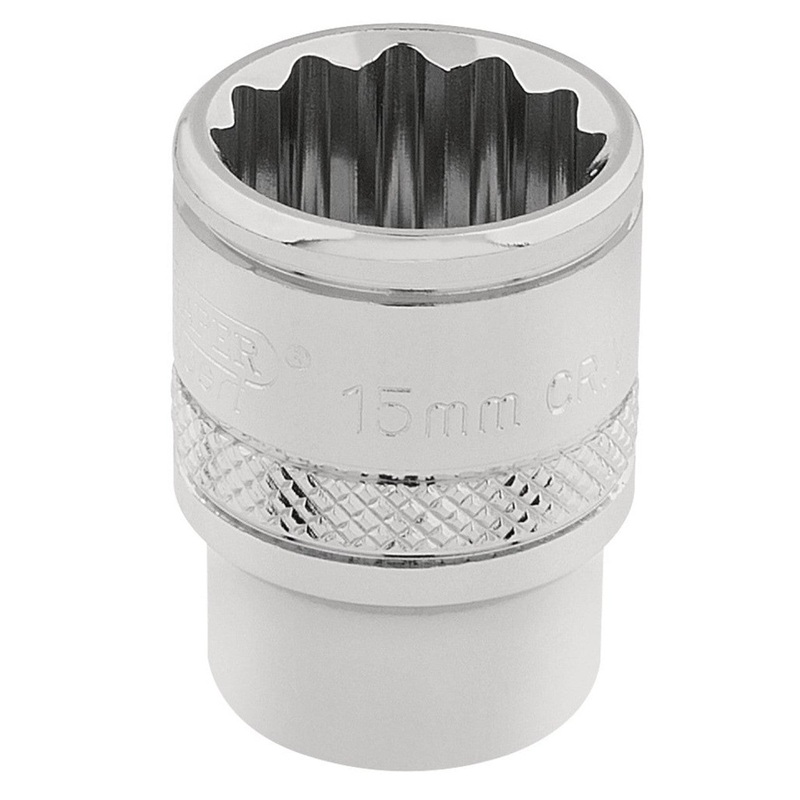Draper 32778 HI-TORQ 12 Point Socket, 3/8 Sq. Dr., 15mm