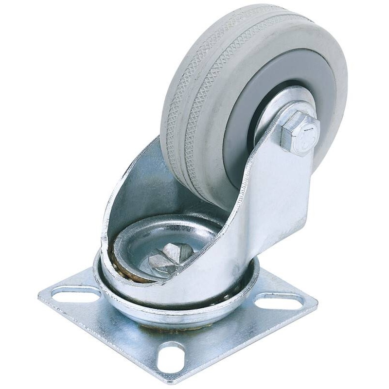 Draper 65473 Swivel Plate Fixing Rubber Castor, 75mm Diameter, S.W.L. 70kg