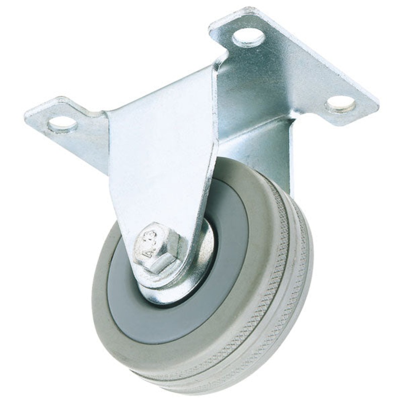 Draper 65477 Fixed Plate Fixing Rubber Castor, 75mm Diameter, S.W.L. 70kg