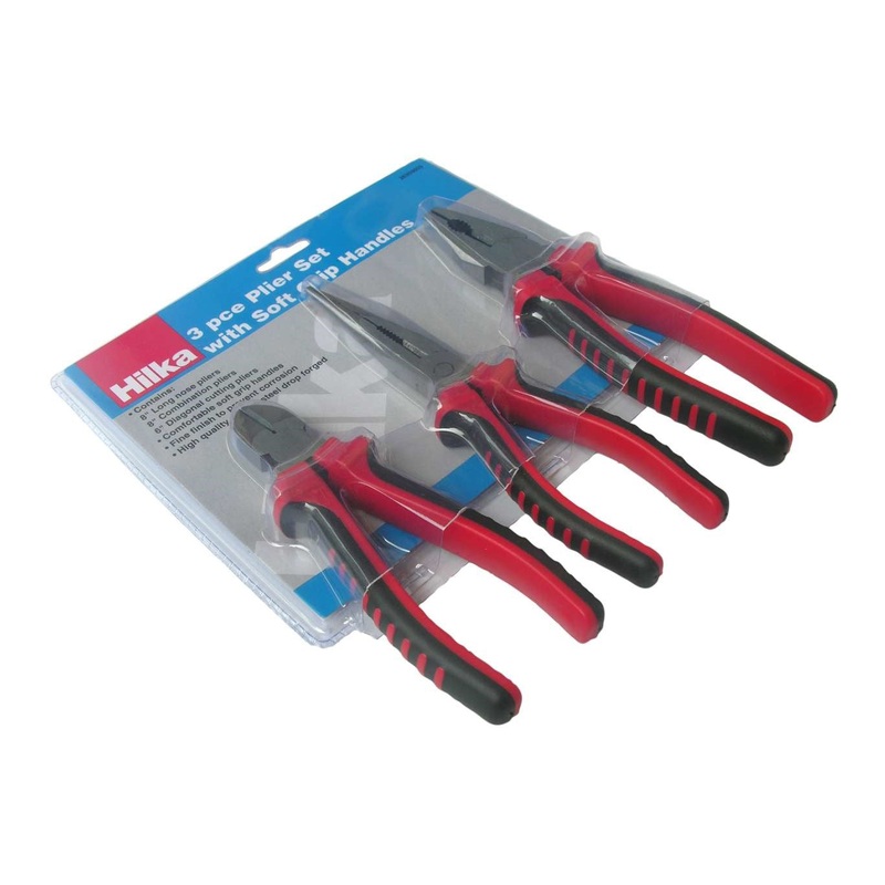Hilka 3 Piece Plier Set with Soft Grip Handles