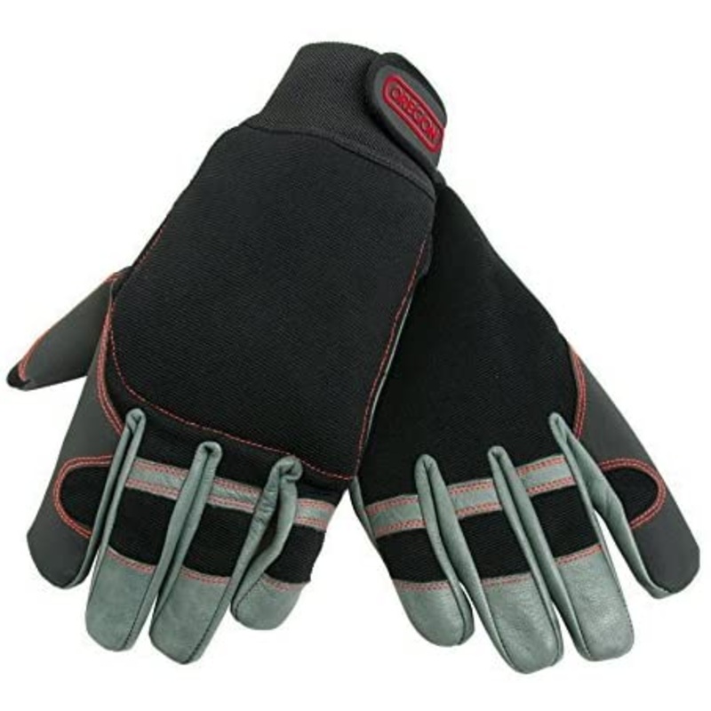 Oregon 295395L Grey Leather Chainsaw Gloves